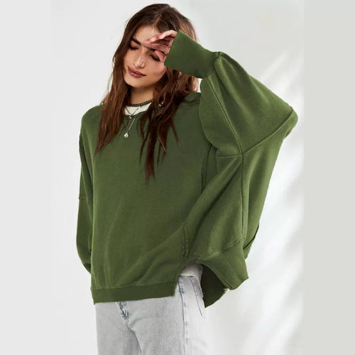 Damen Oversized Sweatshirt im entspannten Stil mit auffälligen Puffärmeln EB