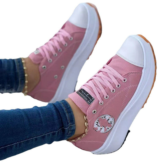 Damen Sportliche Canvas Sneakers im urbanen Design mit Gummisohle EB