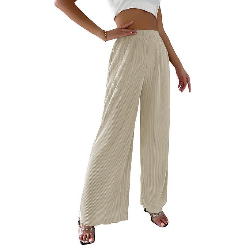 Damen Fließende Plissierte weit geschnittene Hose EB