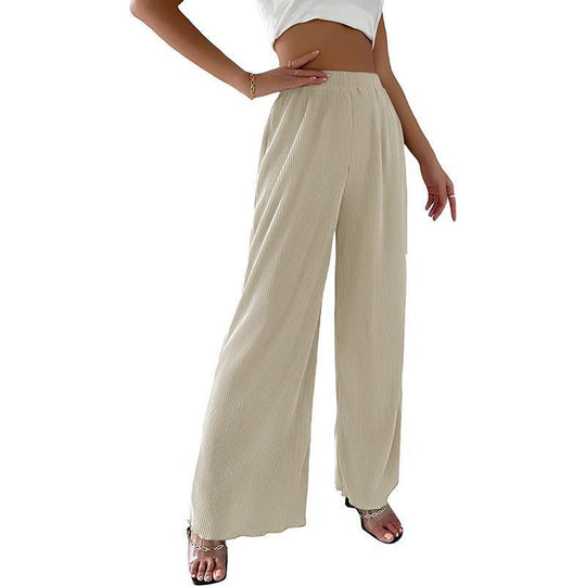 Damen Fließende Plissierte weit geschnittene Hose EB