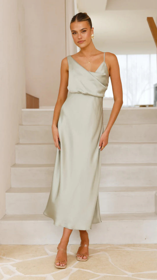 Damen Elegantes Maxikleid mit drapiertem Oberteil und schmaler Silhouette EB