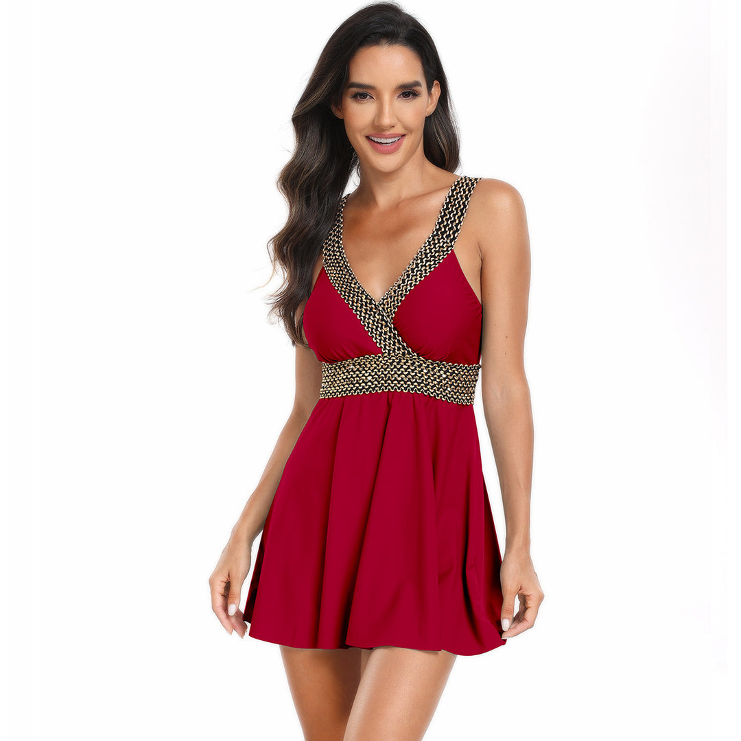 Damen Modischer Schwimmdress mit femininem Schnitt und reflektierendem Design EB