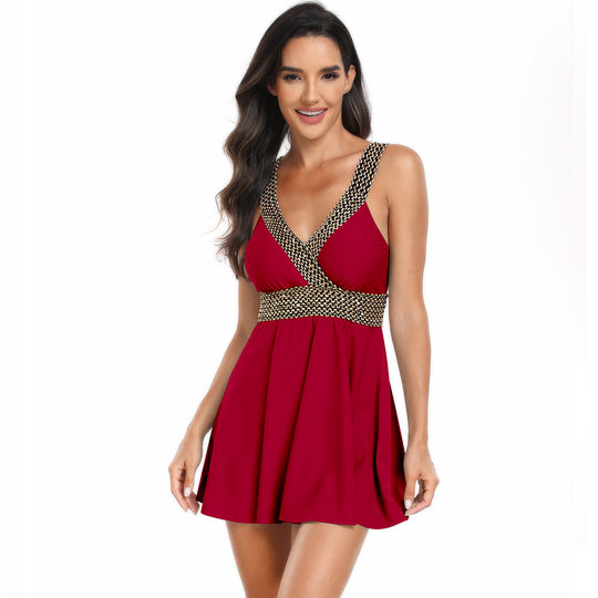 Damen Modischer Schwimmdress mit femininem Schnitt und reflektierendem Design EB