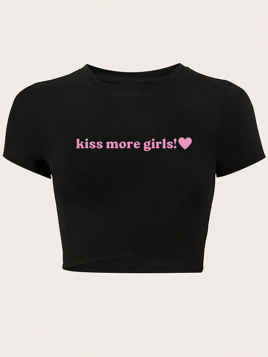 Damen Crop-Top mit auffälligem Schriftzug EB
