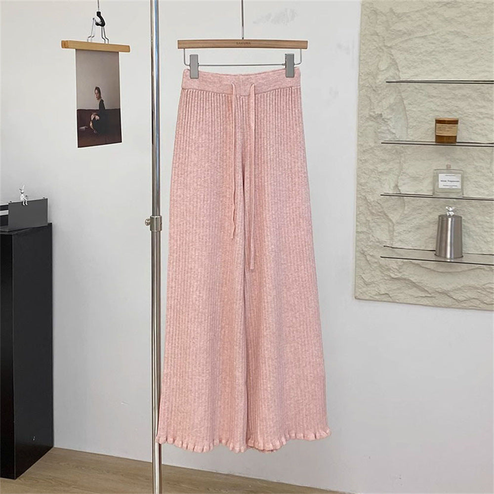 Damen Fließende Strickhose mit weichem Material und elegantem Saum EB