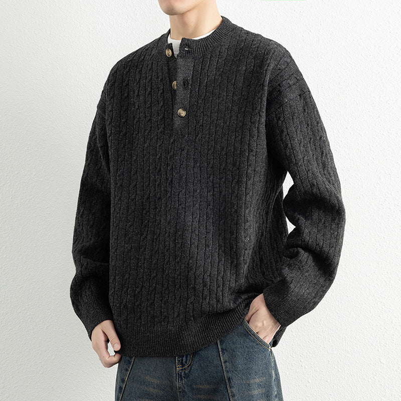 Herren Strickpullover mit Knopfdetails und strukturierter Oberfläche EB