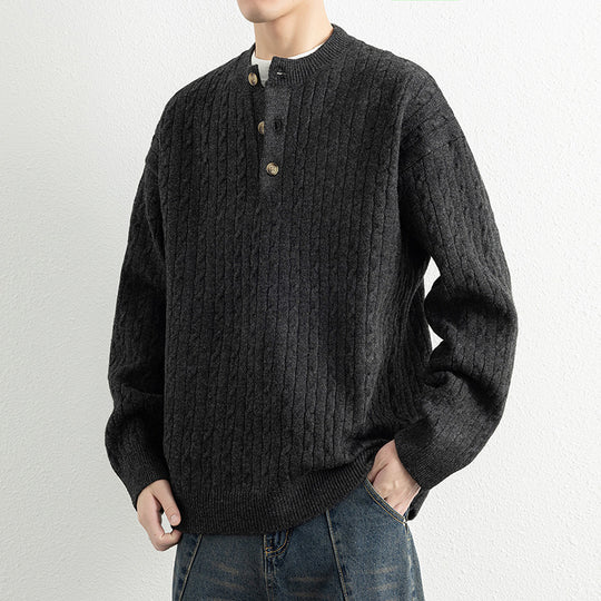 Herren Strickpullover mit Knopfdetails und strukturierter Oberfläche EB
