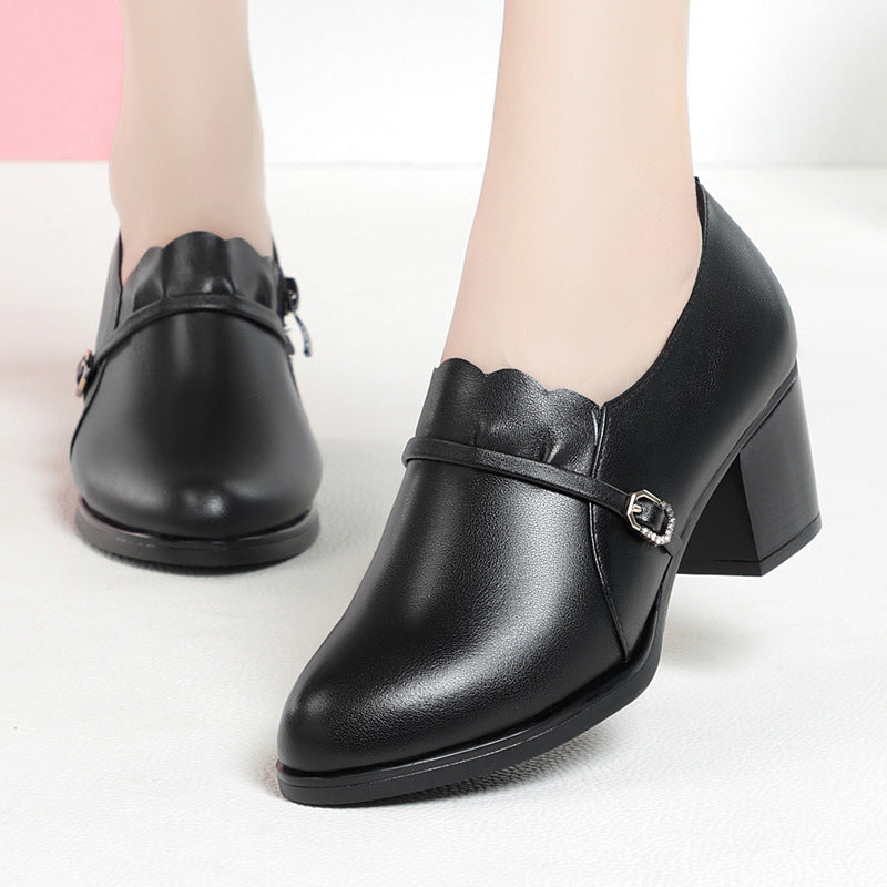 Damen Elegante Pumps mit modischem Riemen und klassischem Blockabsatz EB