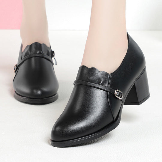 Damen Elegante Pumps mit modischem Riemen und klassischem Blockabsatz EB