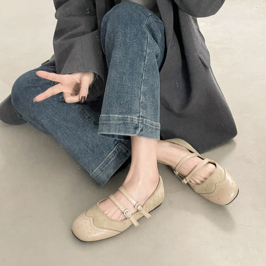 Damen Ballerinas mit doppeltem Riemen und elegantem Design EB