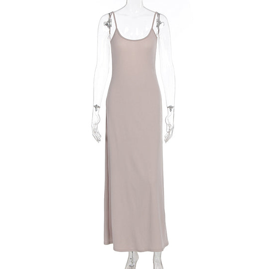 Damen Elegantes Maxikleid mit schlichten Trägern und fließendem Schnitt EB