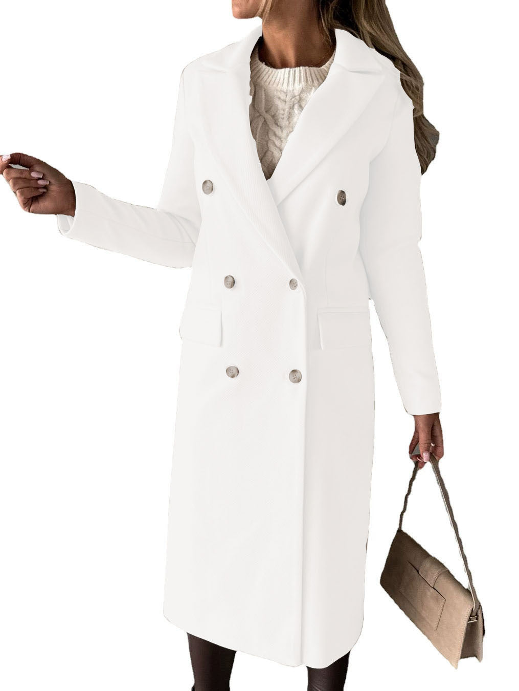 Damen Eleganter und zeitloser Trenchcoat mit doppelter Knopfleiste und praktischen Taschen EB