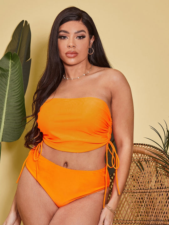 Damen Tankini-Set mit verstellbarem Wickel-Top und hochgeschnittenen Shorts EB