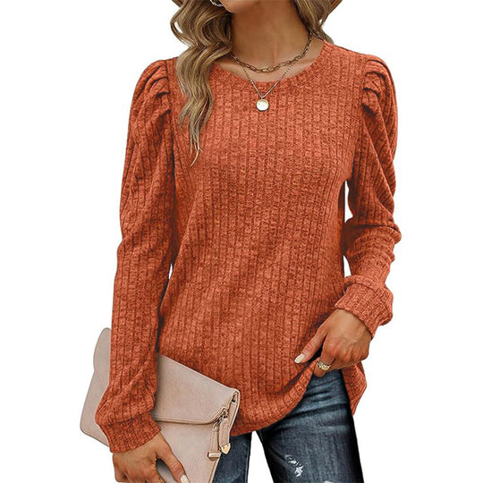 Damen stilvolles Pullover mit gerafften Ärmeln EB