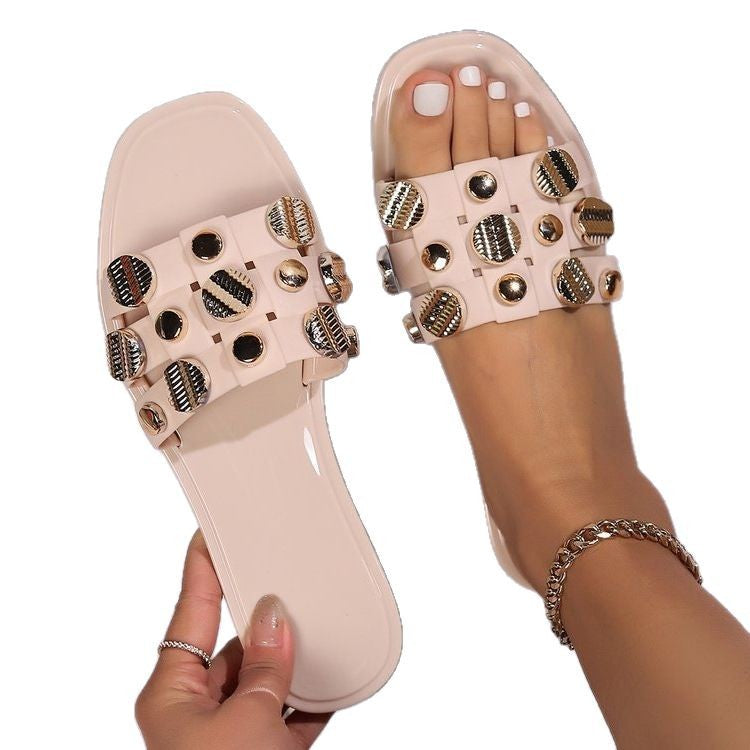Damen modische Riemchensandalen mit funkelnden Dekorelementen EB