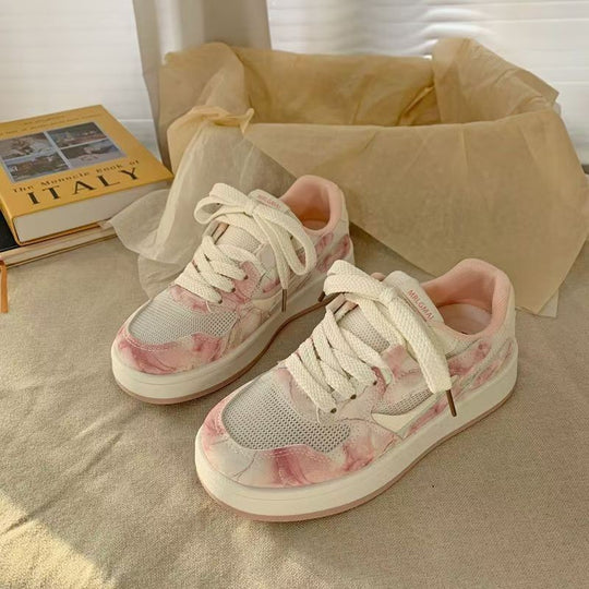 Damen modische Sneakers mit floralem Design und atmungsaktiver Obermaterialkombination EB
