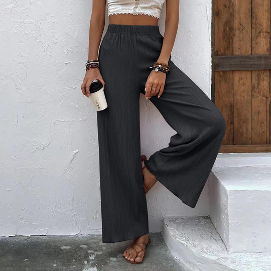 Damen Weite Plisséhose mit elastischem Bund und elegantem Fall EB