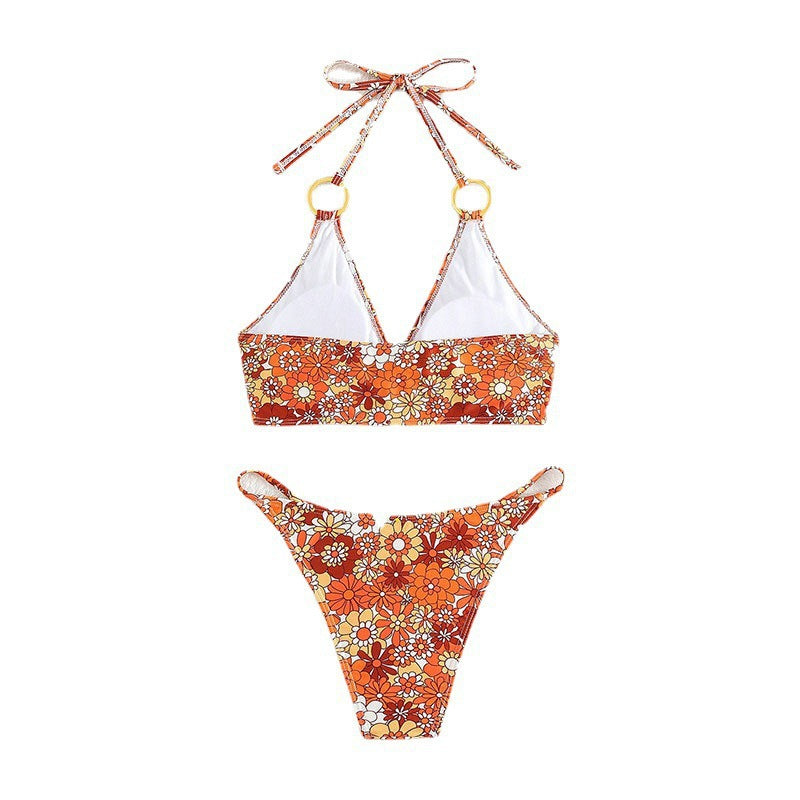 Damen Triangel-Bikini mit modischem Bindeband und eleganten Ringen EB
