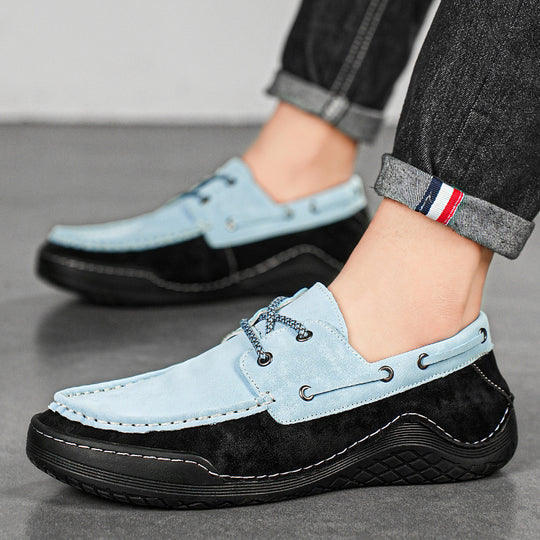 Herren Freizeit Leder Schuhe mit Wasserabweisender Sohle EB