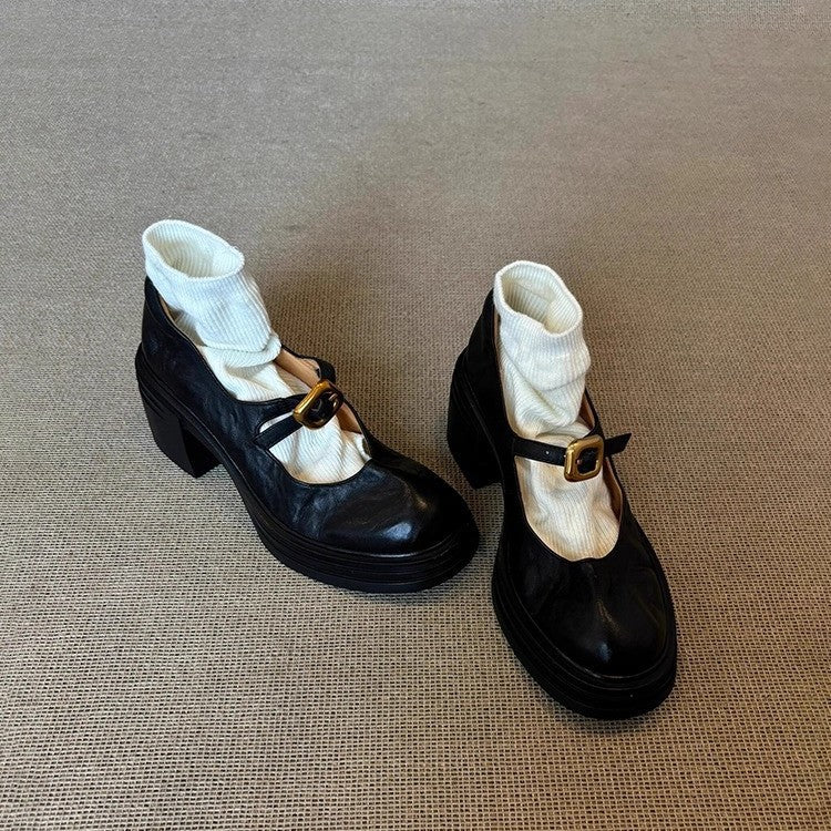 Damen elegante Ballerina-Pumps mit verstellbarem Riemchen und stabiler Absatzhöhe EB