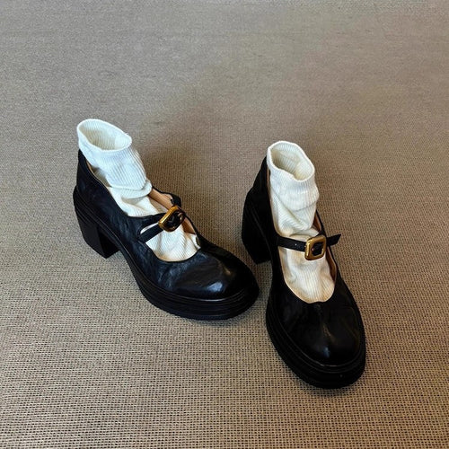 Damen elegante Ballerina-Pumps mit verstellbarem Riemchen und stabiler Absatzhöhe EB