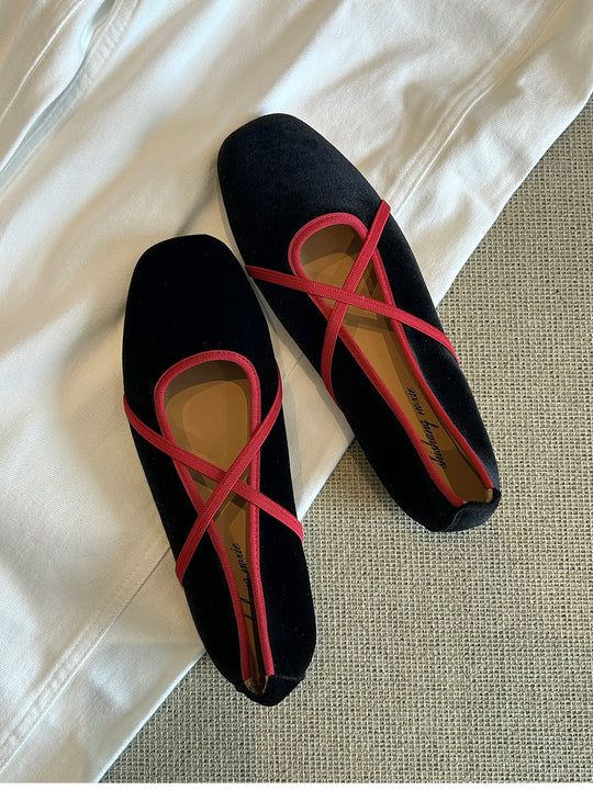 Damen elegante Ballerinas mit gekreuztem Riemchen-Design EB
