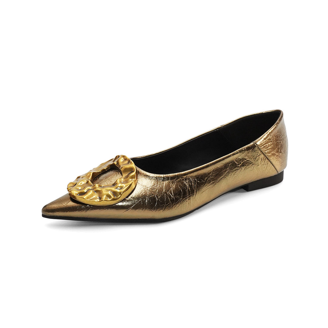 Damen elegante Ballerinas mit funkelndem Detail und raffinierter Schnallenapplikation EB