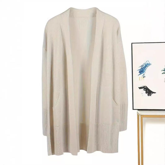 Damen vielseitige Strickjacke mit offenem Frontdesign und praktischen Taschen EB