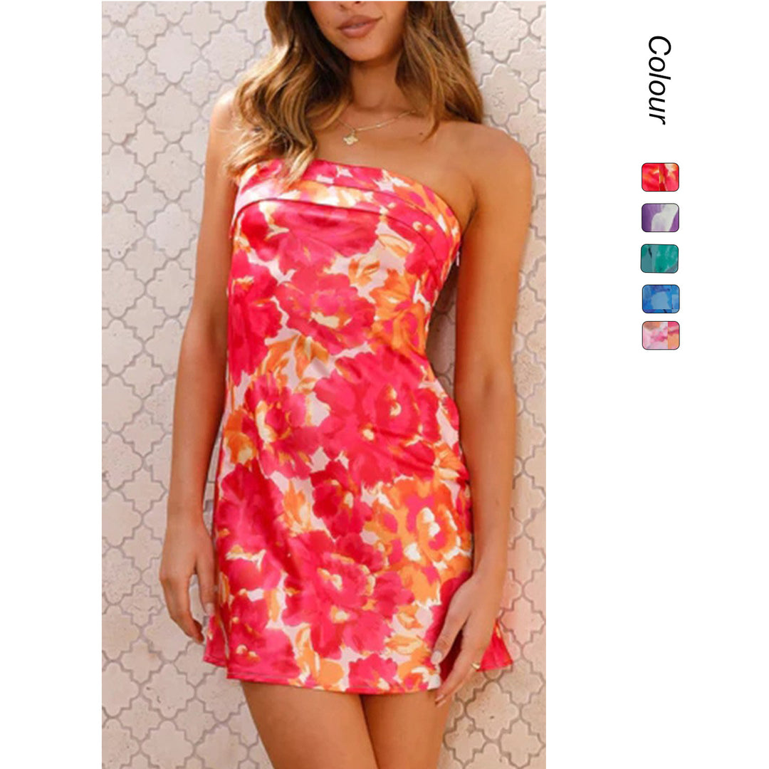 Damen Bandeau-Kleid mit floralen Akzenten und tailliertem Schnitt EB
