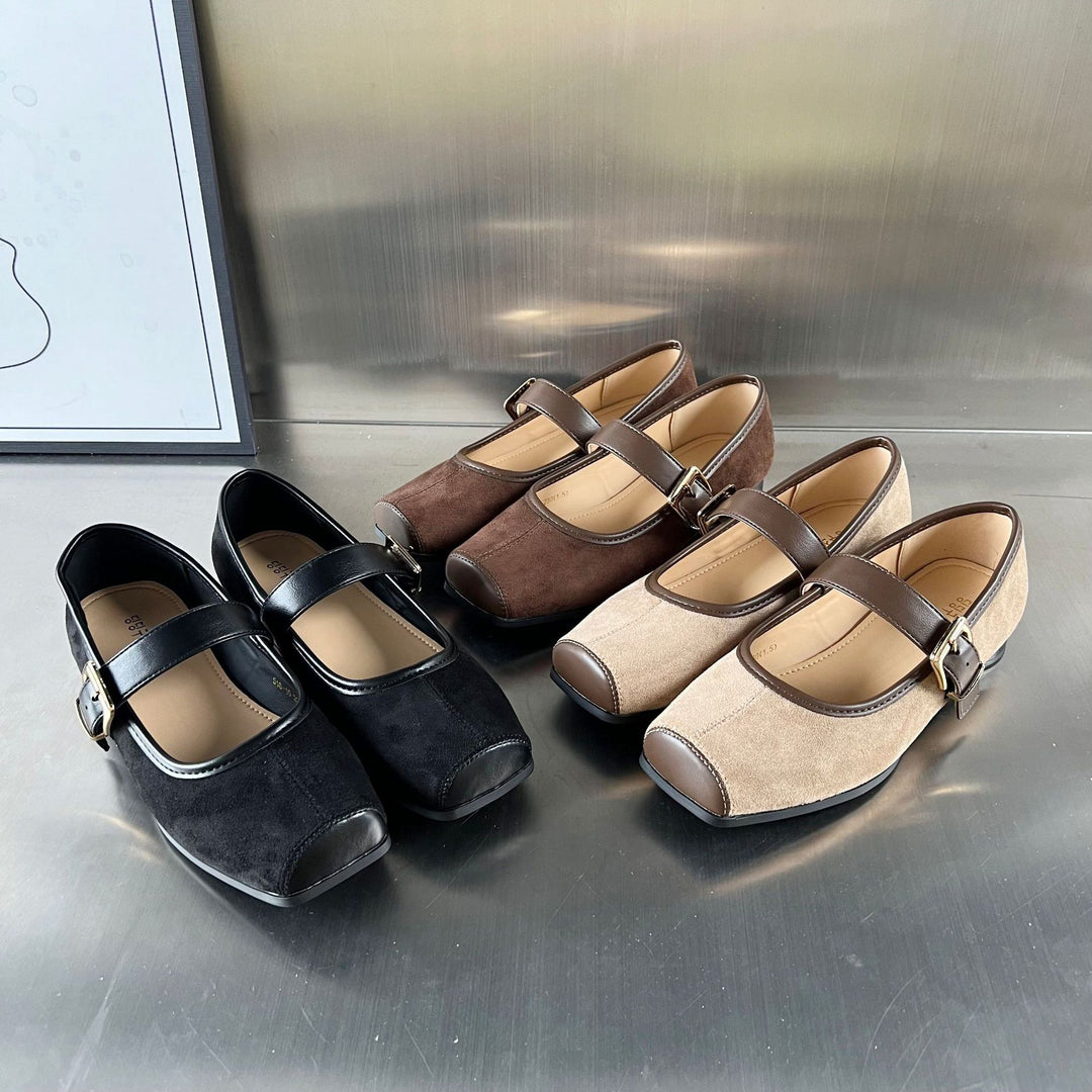 Damen elegante Slipper mit modischer Riemenverzierung und hochwertiger Veloursoberfläche EB