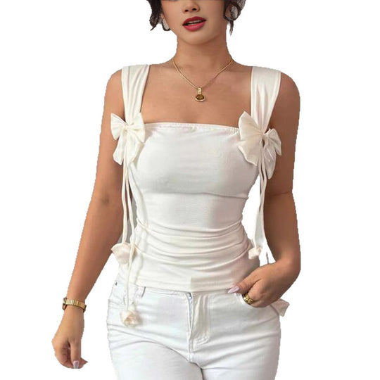 Damen Cropped Top mit verspielten Schleifendetails EB