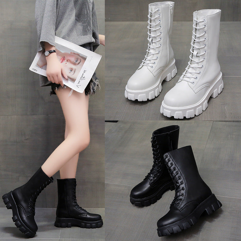 Damen Combat Boots mit extrastarker Profilsohle und modischem Schnürsystem EB