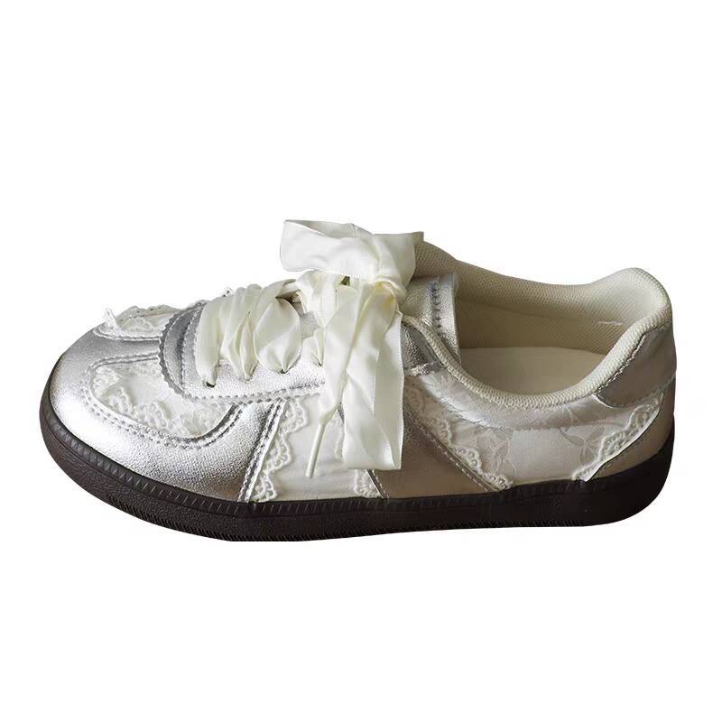 Damen Modische Sneakers mit eleganter Spitzenstruktur und komfortabler Sohle EB
