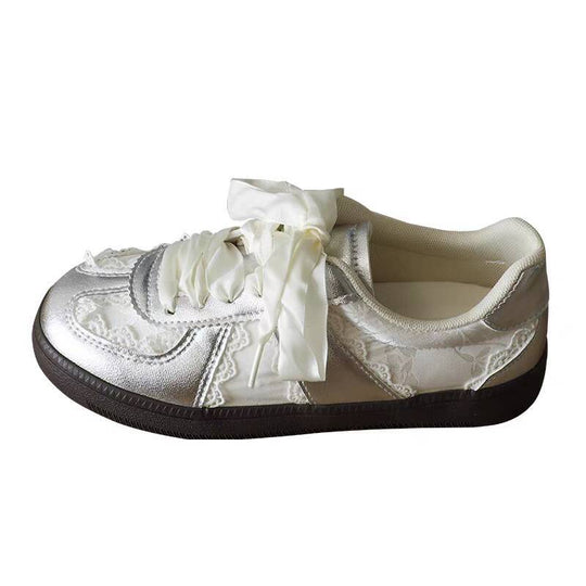 Damen Modische Sneakers mit eleganter Spitzenstruktur und komfortabler Sohle EB