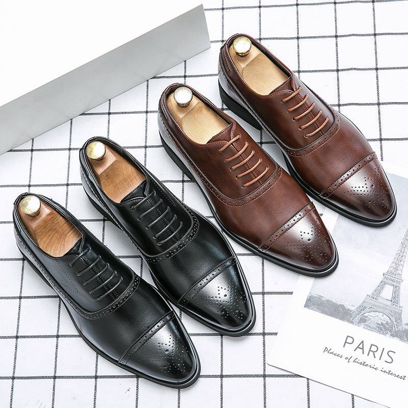 Damen Elegante Schnürschuhe aus hochwertigem Leder mit klassischen Perforationen EB