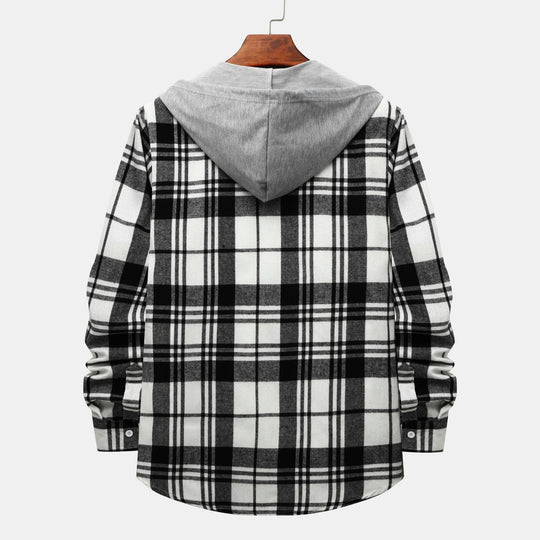 Herren Karohemdjacke mit integrierter Kapuze und modischem Design EB