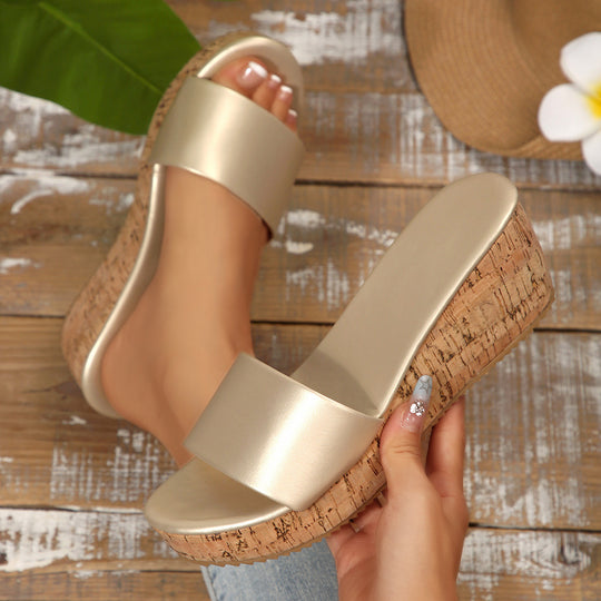 Damen Komfortable Keil-Sandalen mit breitem Riemen EB