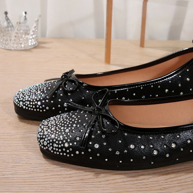 Damen Ballerinas mit funkelnden Strass-Applikationen EB