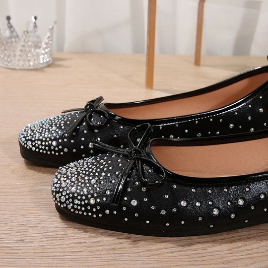 Damen Ballerinas mit funkelnden Strass-Applikationen EB