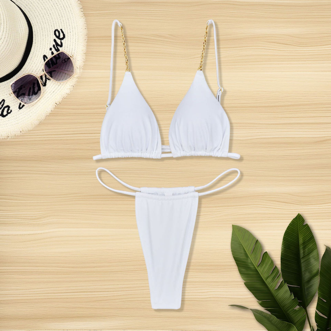 Damen Triangel-Bikini mit hochwertigem Goldakzent und raffinierten Trägern EB