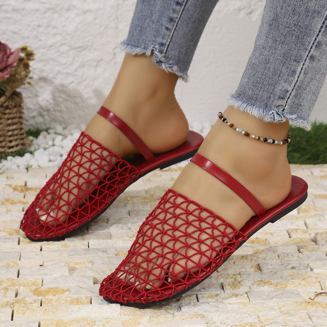 Damen  gewebte Netz-Mules mit Slip-On-Funktion, offener Ferse und flexiblem Leichtsohlen-Design EB