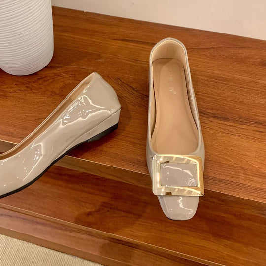 Damen elegante Ballerinas mit modischem Schnallenverschluss EB