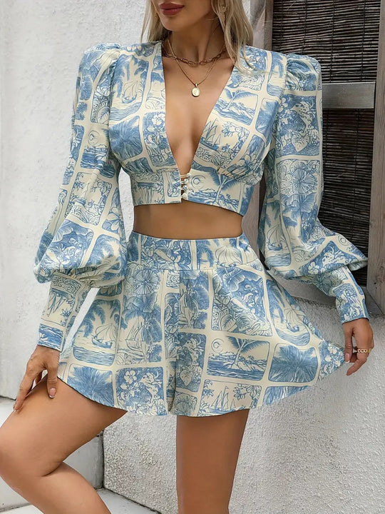 Damen Crop-Top und Rock Set EB
