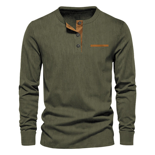 Herren nan Langarm-Henley mit feiner Rippenstruktur, schmaler Silhouette und Brustpaspel EB