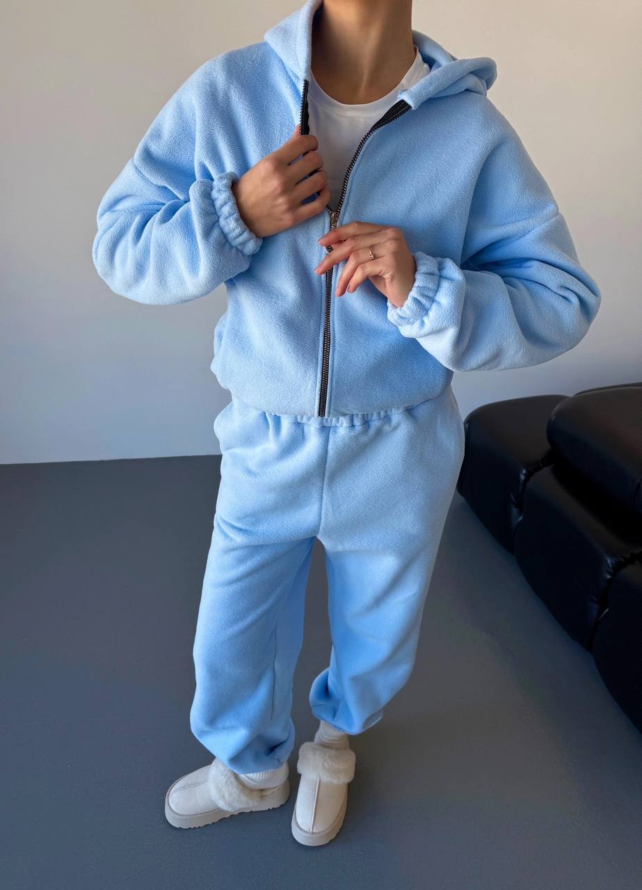 Damen kuscheliges Fleece-Hoodie und Jogginghose Lounge-Set mit Reißverschluss Kapuze elastischem Bund Eichborn Berlin