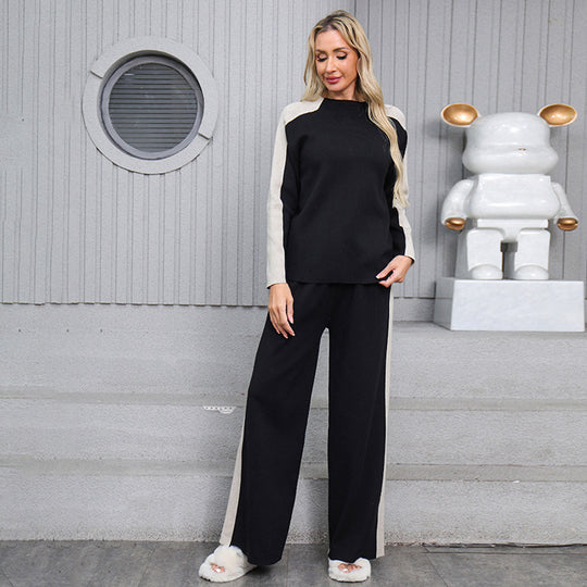 Damen modisches Freizeit-Loungewear-Set mit modernen Kontrastdetails EB