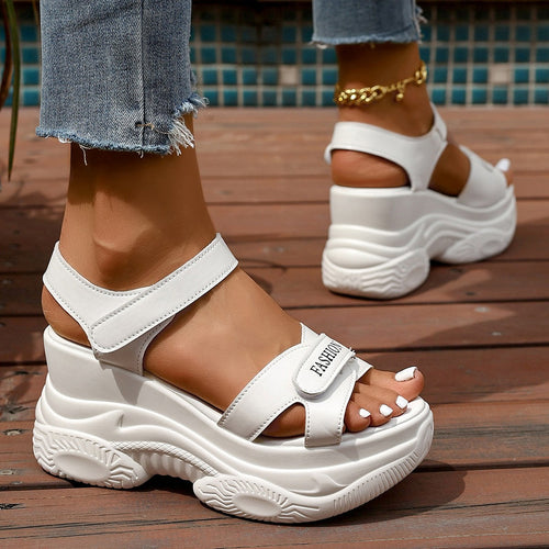 Damen Komfortable Plateau-Sandalen mit elastischen Riemen und modischem Design EB