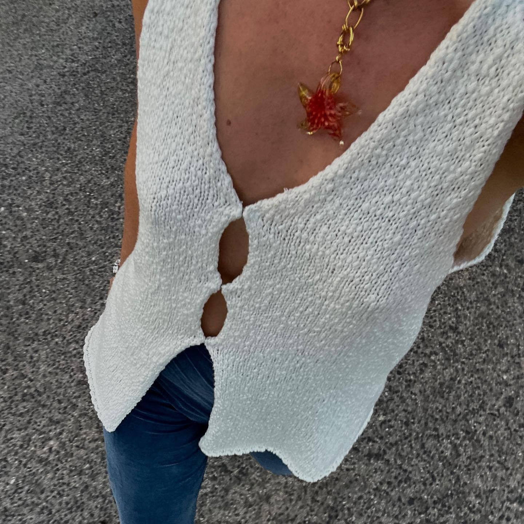 Damen ärmellose Strickweste EB