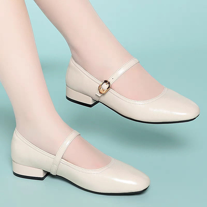 Damen Elegante Mary Jane Ballerinas mit Schmuckdetails und bequemem Absatz EB