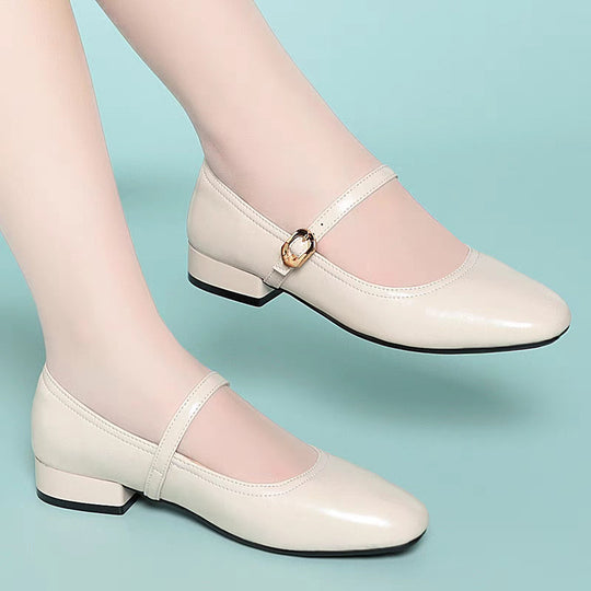Damen Elegante Mary Jane Ballerinas mit Schmuckdetails und bequemem Absatz EB